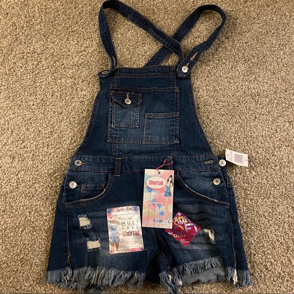Dark Wash Overall Shorts